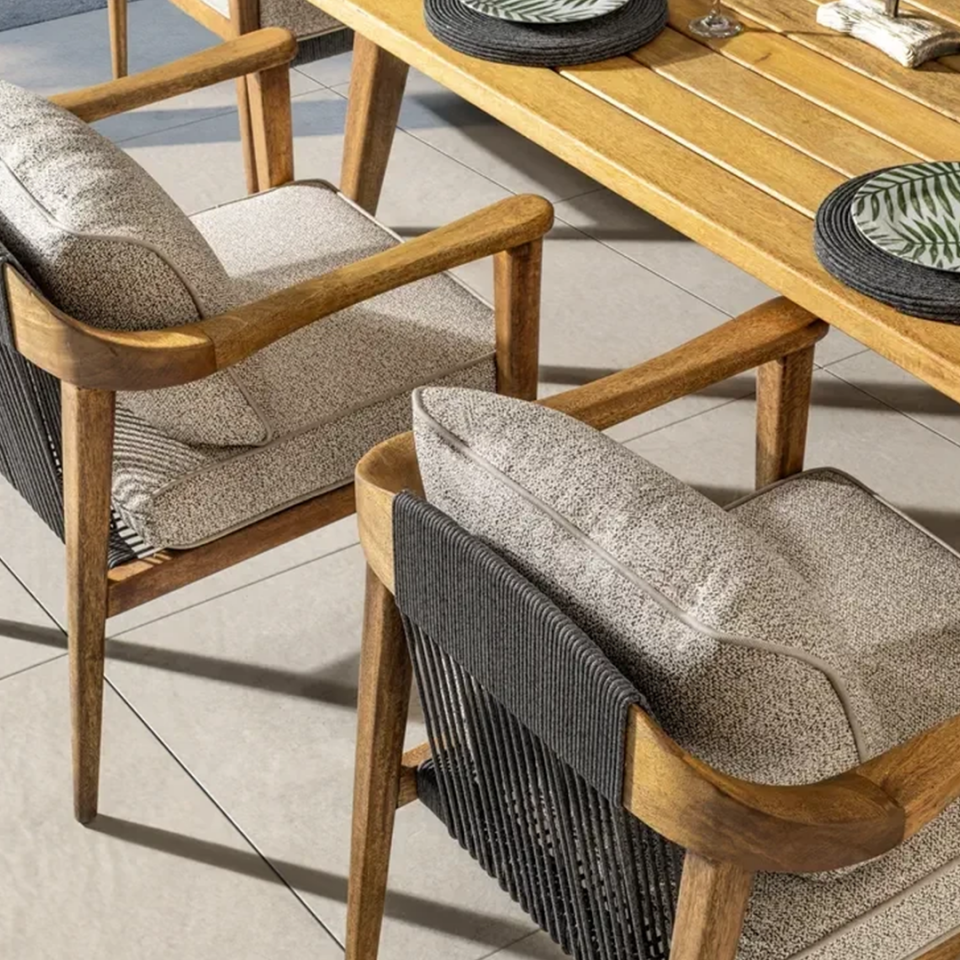 Ecolux APOLLO İroko Bahçe Balkon Yemek Takımı 6 Kişilik