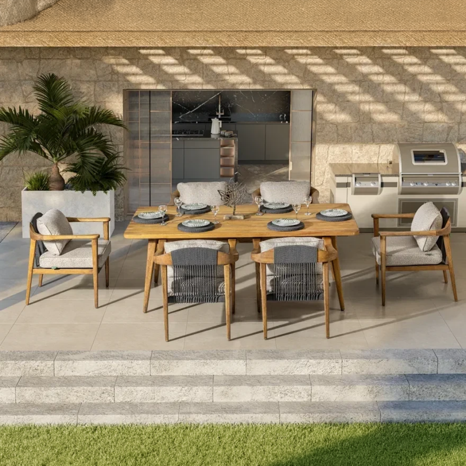 Ecolux APOLLO İroko Bahçe Balkon Yemek Takımı 6 Kişilik