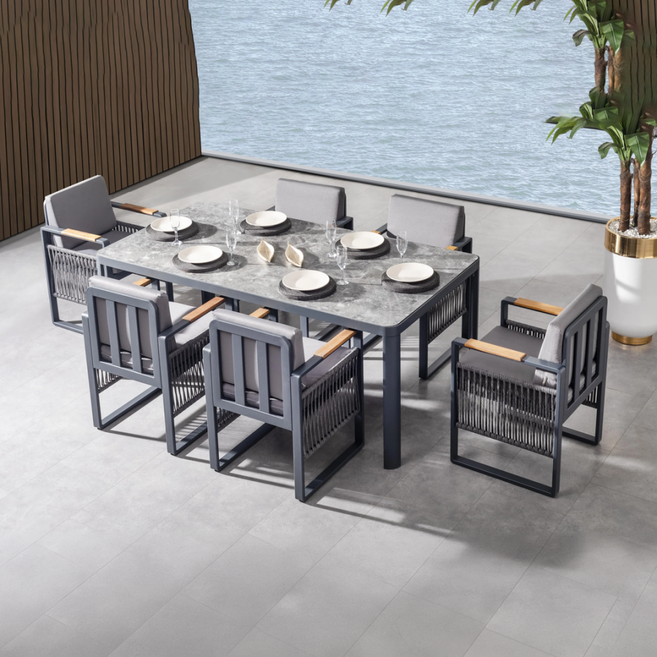 Adalux ARGOS Alüminyum Bahçe Balkon Yemek Takımı 6 Kişilik