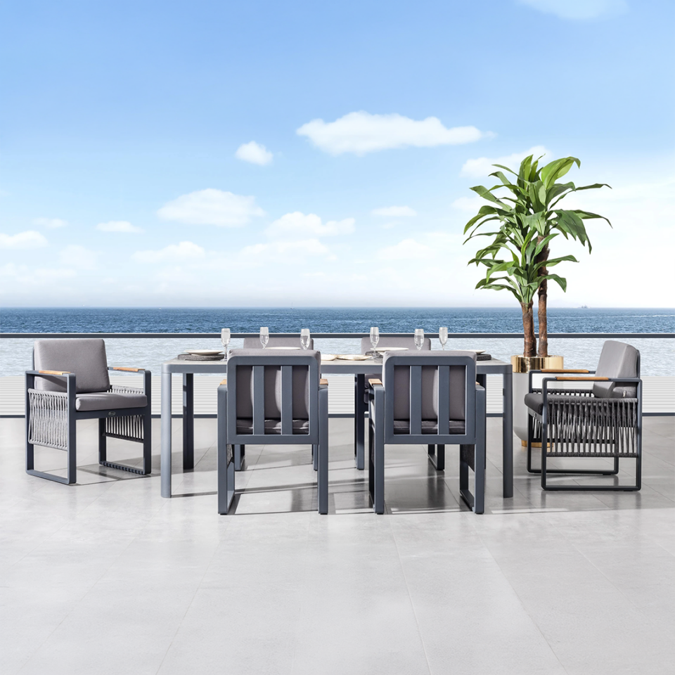 Adalux ARGOS Alüminyum Bahçe Balkon Yemek Takımı 6 Kişilik