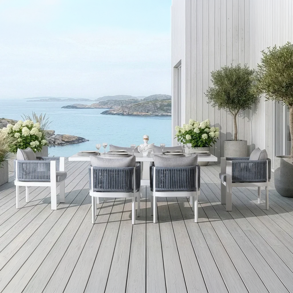 Adalux MARİNA Alüminyum Bahçe Balkon Yemek Takımı 6 Kişilik