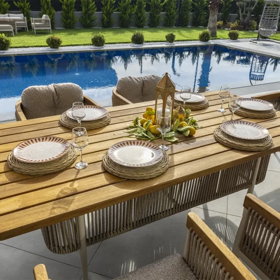 Adalux MİNERVA Alüminyum Bahçe Balkon Yemek Takımı 6 Kişilik