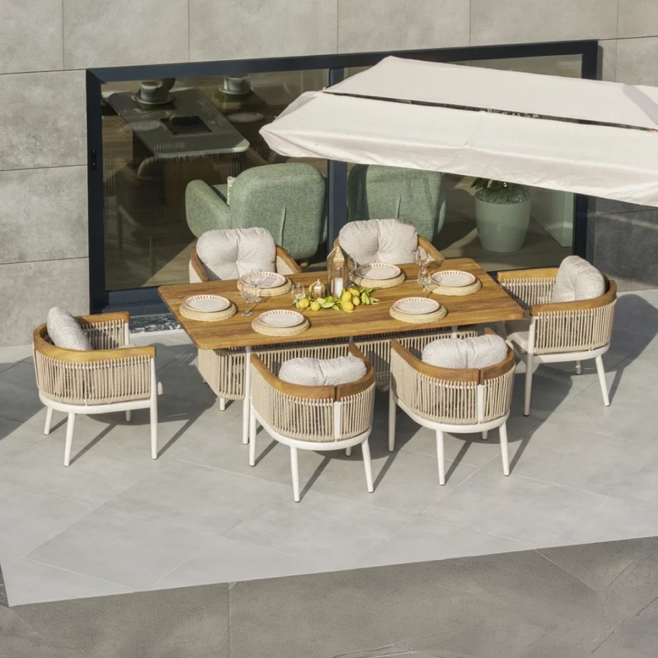 Adalux MİNERVA Alüminyum Bahçe Balkon Yemek Takımı 6 Kişilik