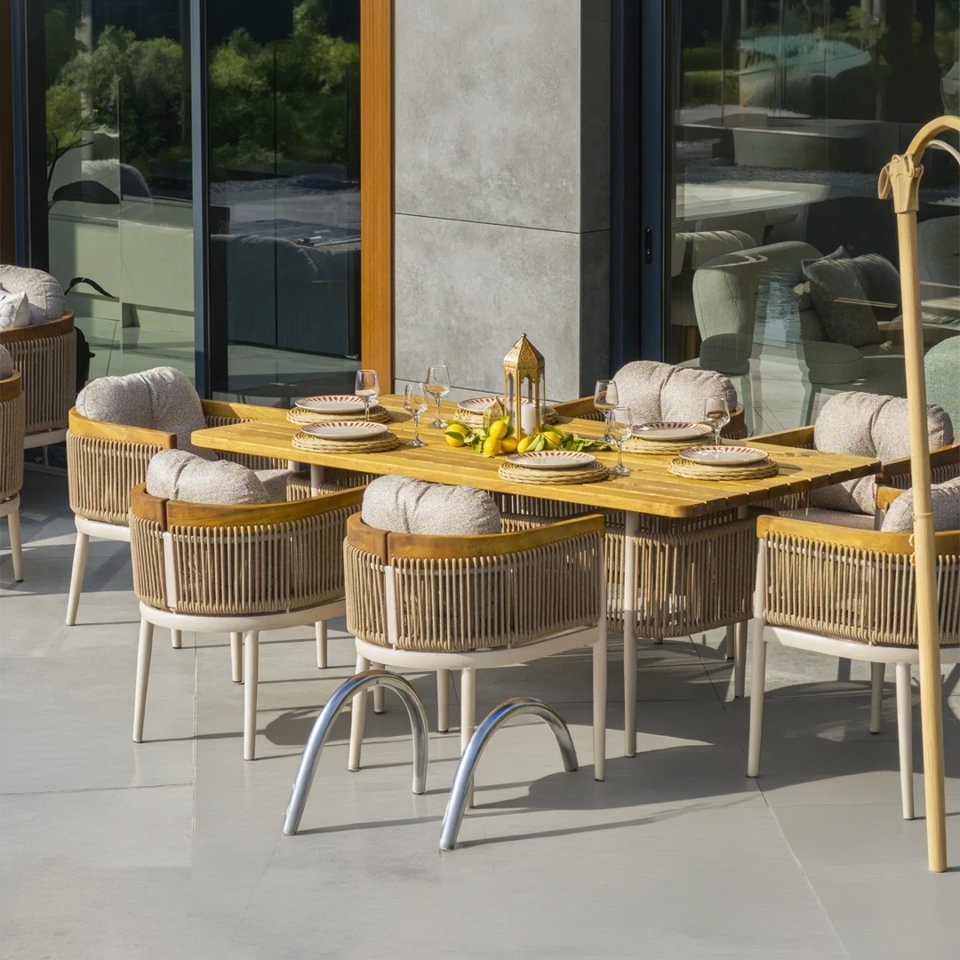 Adalux MİNERVA Alüminyum Bahçe Balkon Yemek Takımı 6 Kişilik