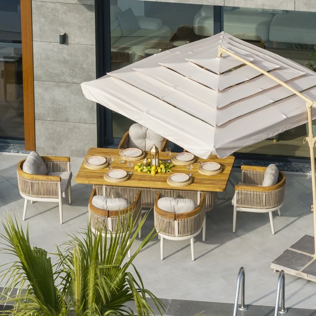 Adalux MİNERVA Alüminyum Bahçe Balkon Yemek Takımı 6 Kişilik