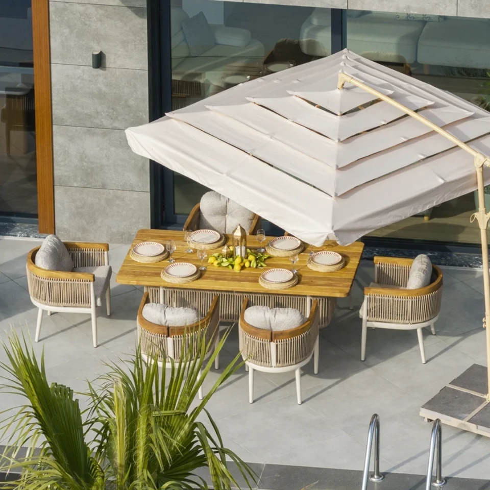 Adalux MİNERVA Alüminyum Bahçe Balkon Yemek Takımı 6 Kişilik
