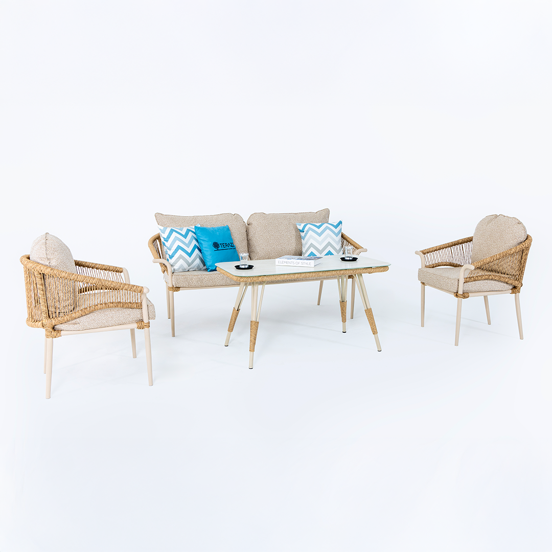 Adalux AQUA MIDI 3-1-1 Alüminyum Bahçe Balkon Oturma Grubu
