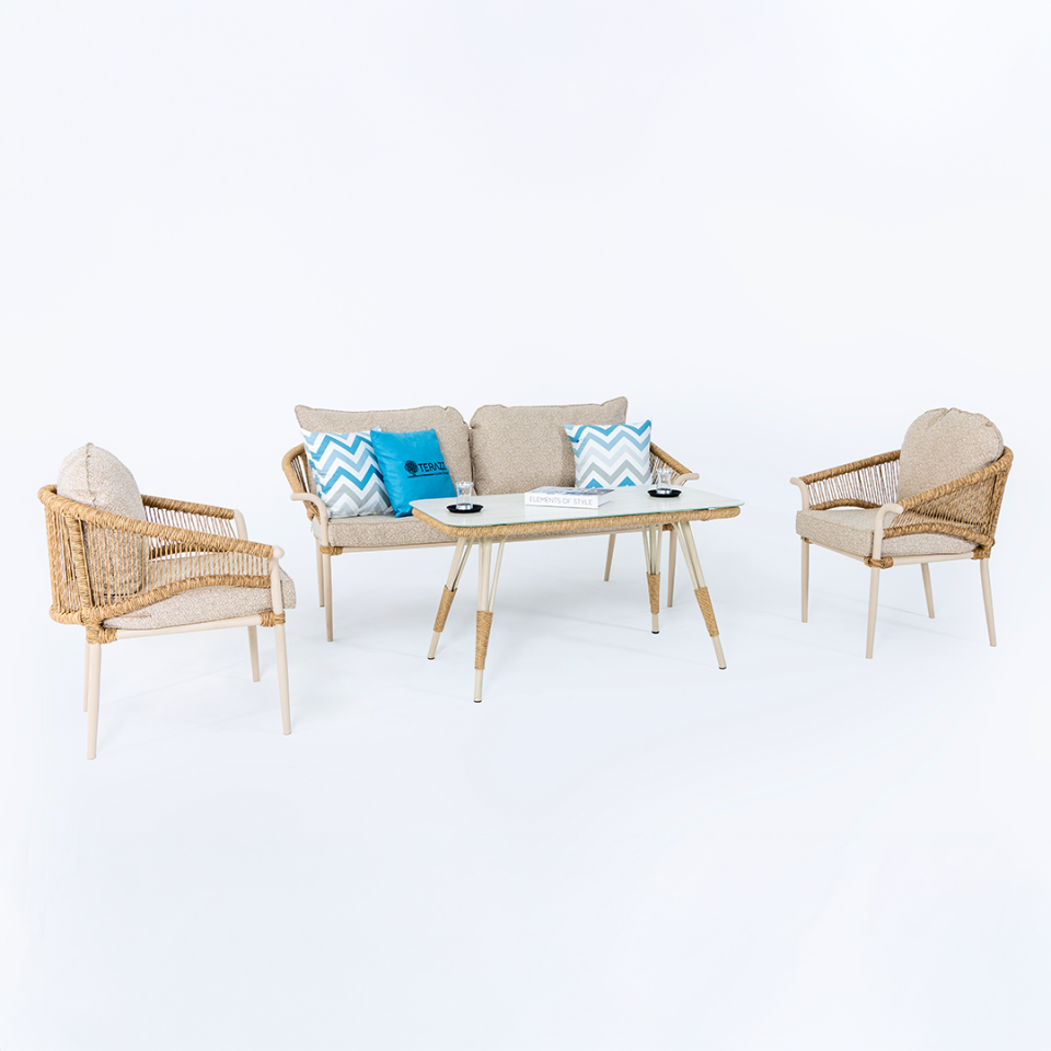 Adalux AQUA MIDI 3-1-1 Alüminyum Bahçe Balkon Oturma Grubu