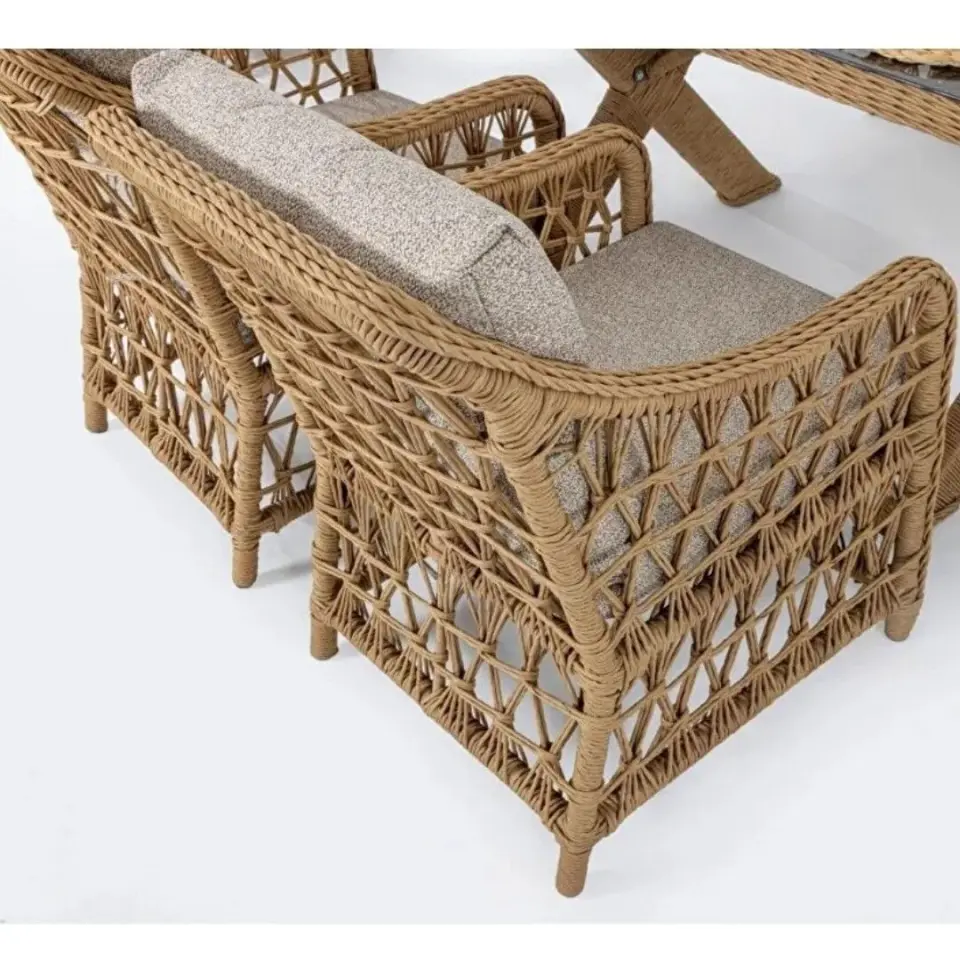 Adalux Dora 6 Kişilik Rattan Bahçe Balkon Masa Takımı