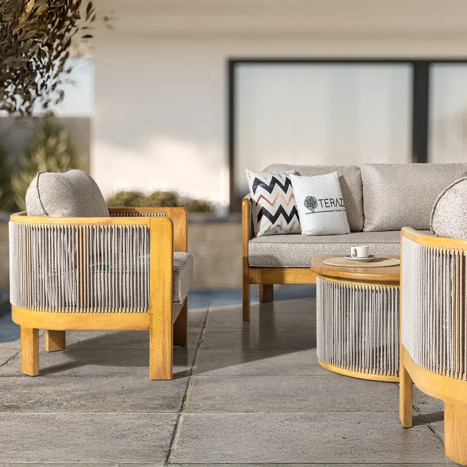 Adalux ARES 3-1-1 Ireko Wood Bahçe Balkon Oturma Grubu