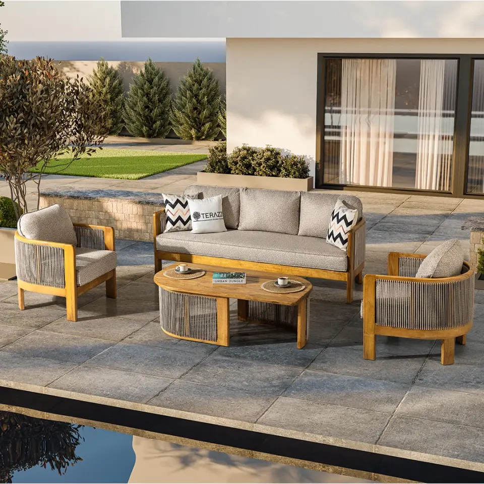 Adalux ARES 3-1-1 Ireko Wood Bahçe Balkon Oturma Grubu